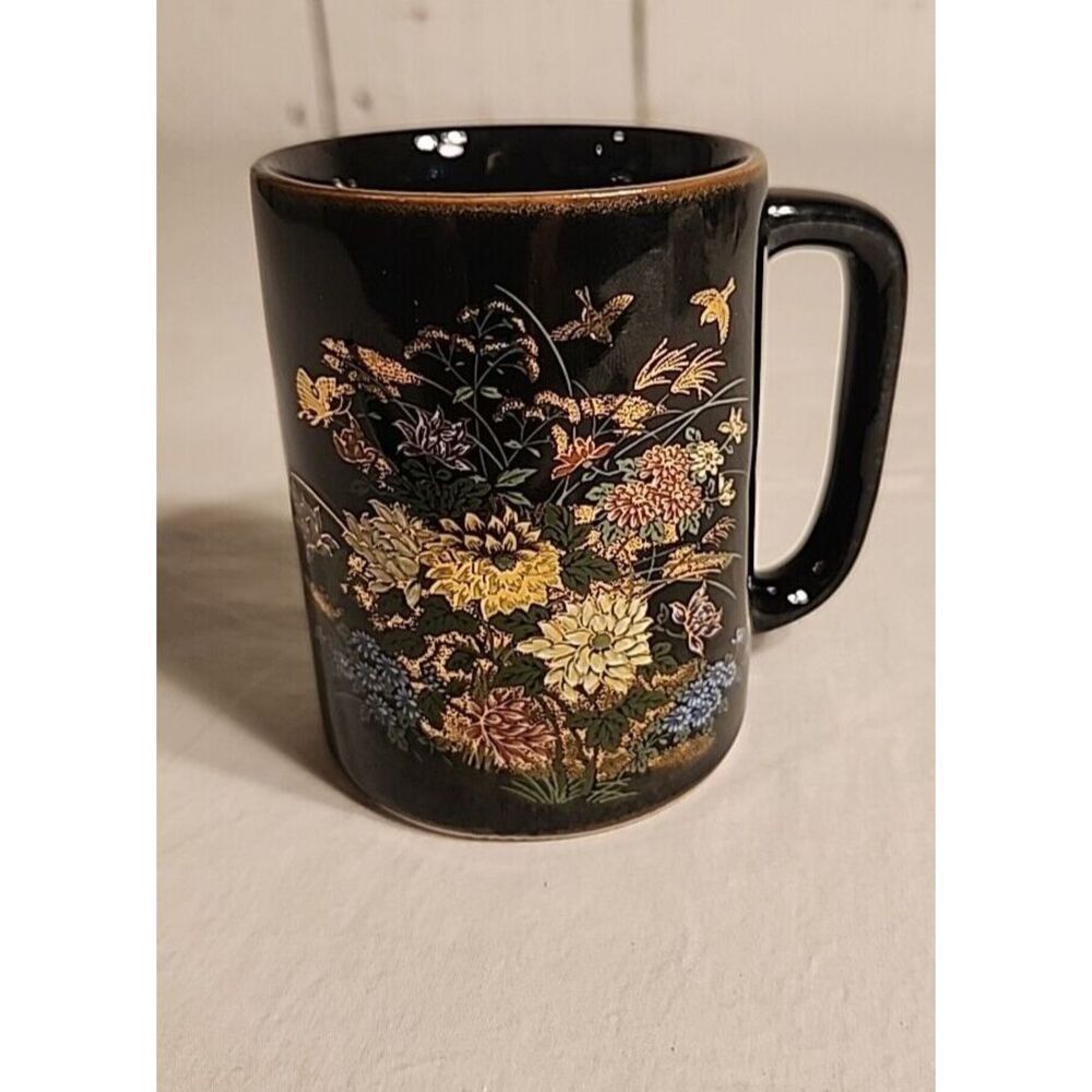 MCM Silk Screen ART Japanese MCI Coffee/tea Mug traditional Black And Gold